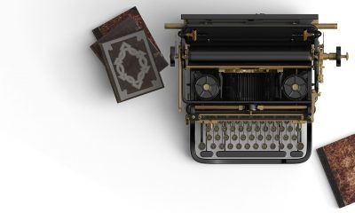 typewriter, books, book stack-2325552.jpg